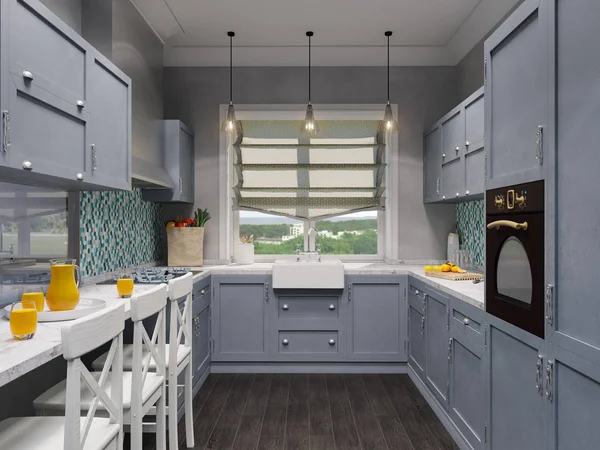 Illustration 3D de la cuisine design d'intérieur — Photo