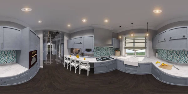 Illustration 3D du design intérieur de la cuisine — Photo