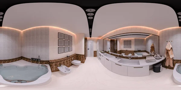 3D иллюстрация 360 градусов панорама ванной комнаты — стоковое фото