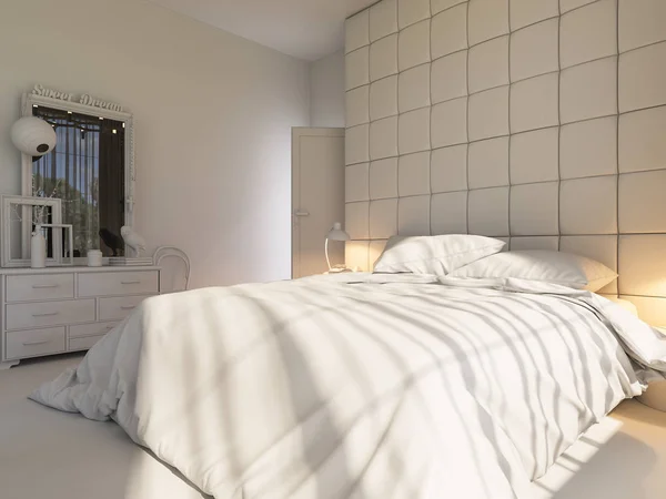 3D render bir yatak odası iç tasarım — Stok fotoğraf