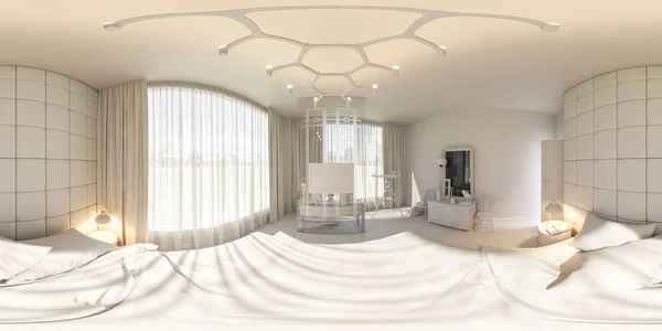 3d render 360 seamless panorama of bedroom — Stock Photo, Image