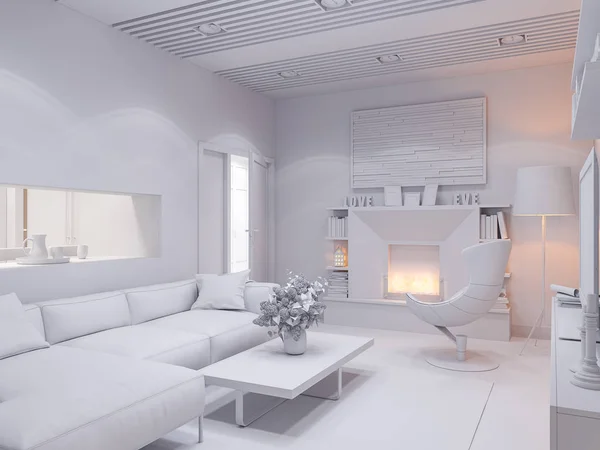 3D render salon wnętrz — Zdjęcie stockowe