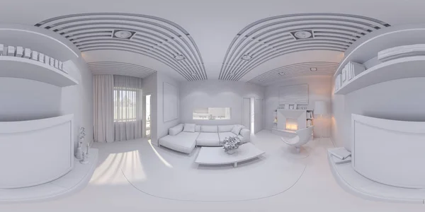 360 renderizar panorama interior diseño sala de estar — Foto de Stock