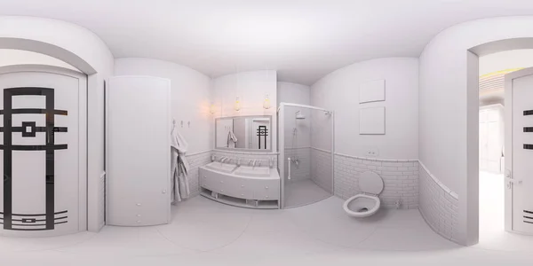 Återge 360 Sfäriskt panorama av ett badrum. — Stockfoto