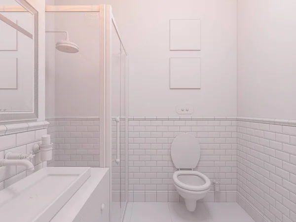 욕실 인테리어 디자인의 3d 그림 — 스톡 사진