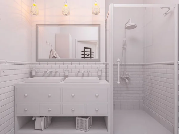 3D illustratie van een interieur-badkamers — Stockfoto