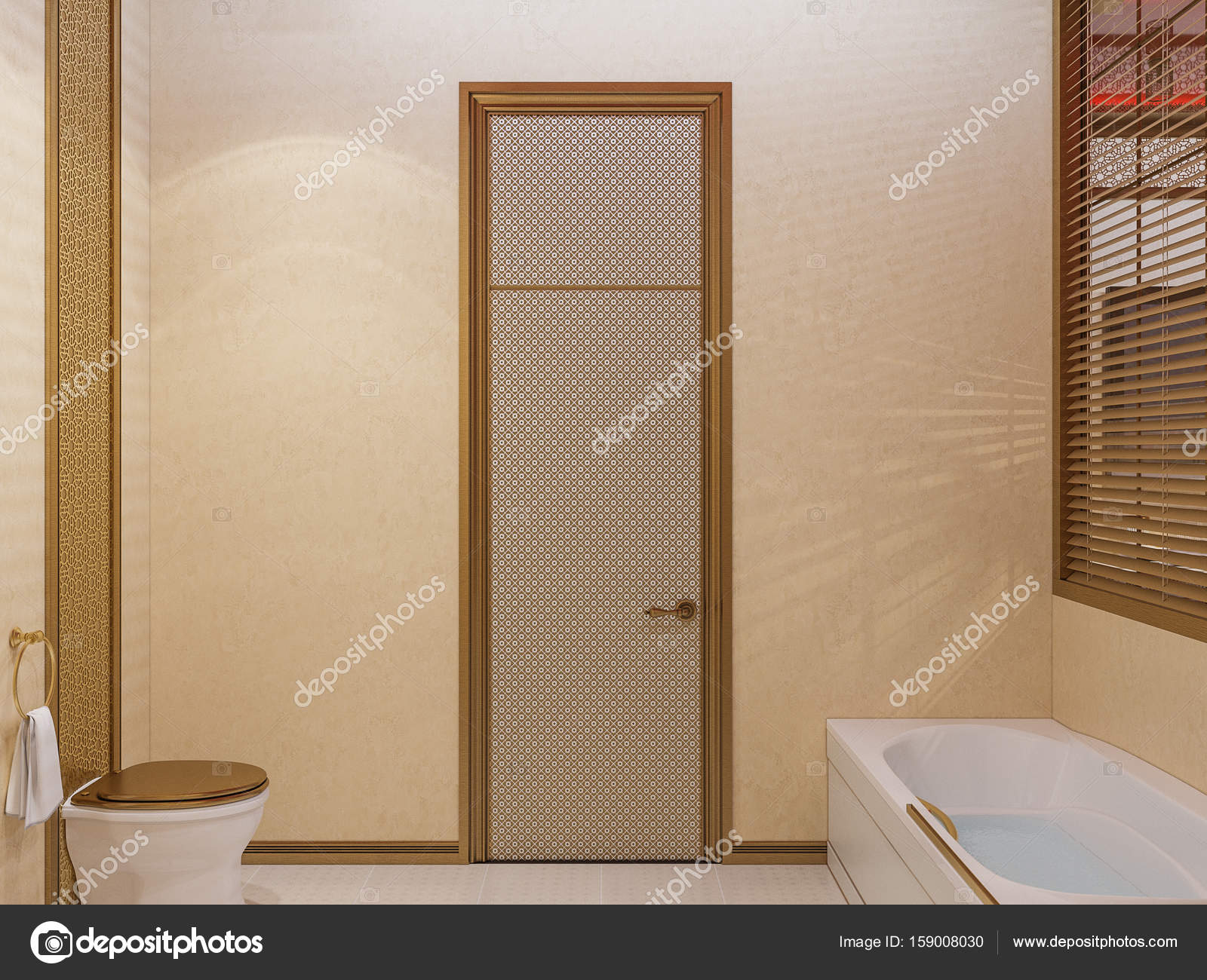 3d Render Bathroom Islamic Style Interior Design Stock