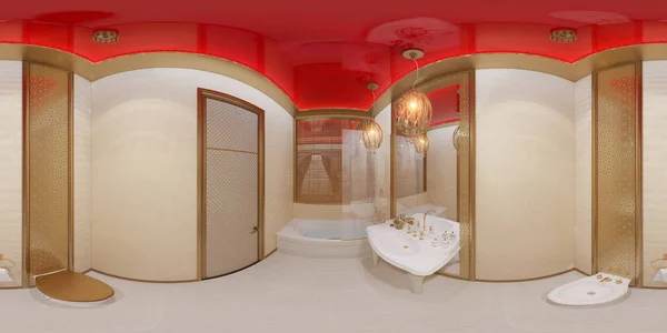 3d ilustración 360 grados panorama baño — Foto de Stock