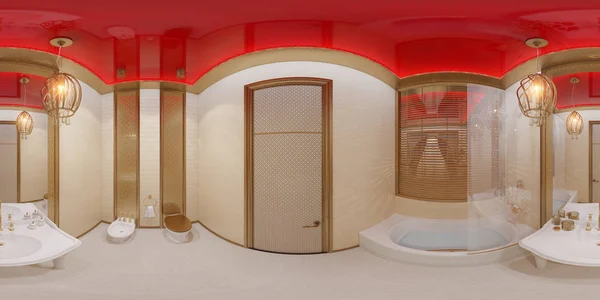 3d иллюстрация 360 градусов панорамная ванная комната — стоковое фото