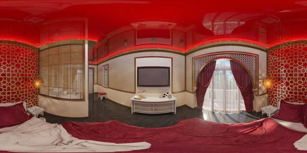 3d иллюстрация 360 градусов панорамная спальня — стоковое фото