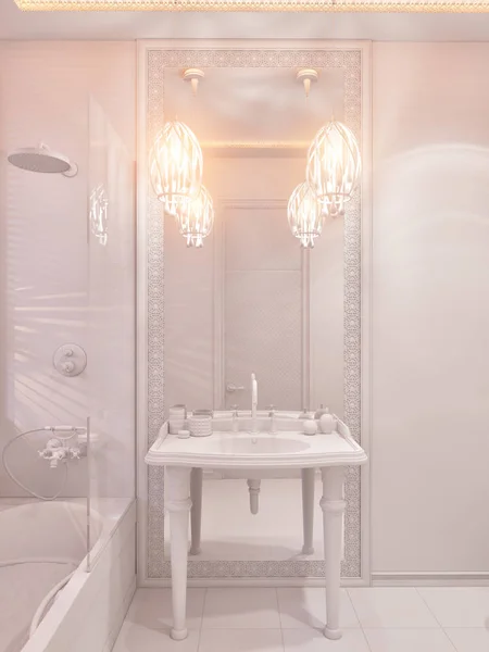 3D рендеринг ванной комнаты исламский стиль интерьера — стоковое фото