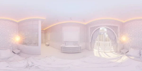 3d иллюстрация 360 градусов панорамная спальня — стоковое фото