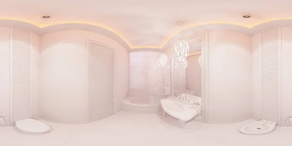 3D illustratie 360 graden panorama badkamer — Stockfoto