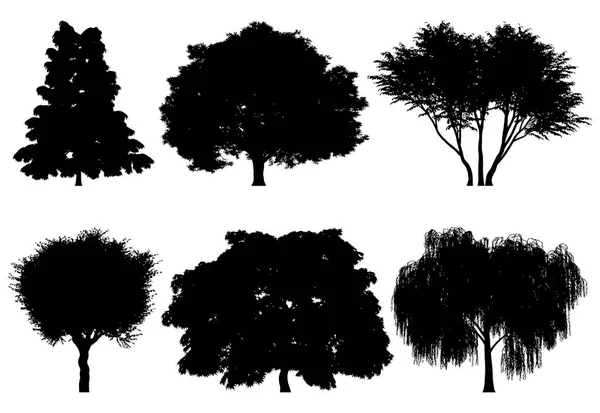 Árbol siluetas vector ilustración — Vector de stock