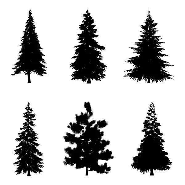 Ilustração vetorial de silhuetas de árvores — Vetor de Stock
