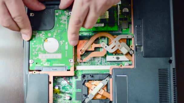 Replacing the hard drive in the laptop — Stock Video