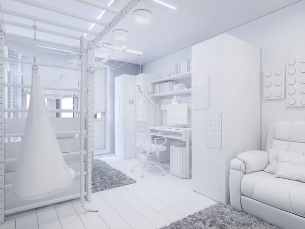 3D obrázek dětské pokoje interiérového designu — Stock fotografie