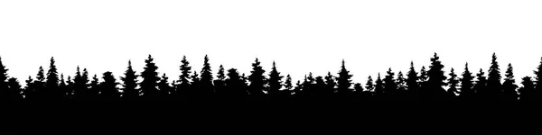 Vector illustration of a silhouette panorama of a coniferous for — Stock Vector