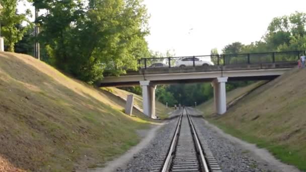 Demiryolu Otomobil Köprüden Tam Video Yatay Panorama — Stok video