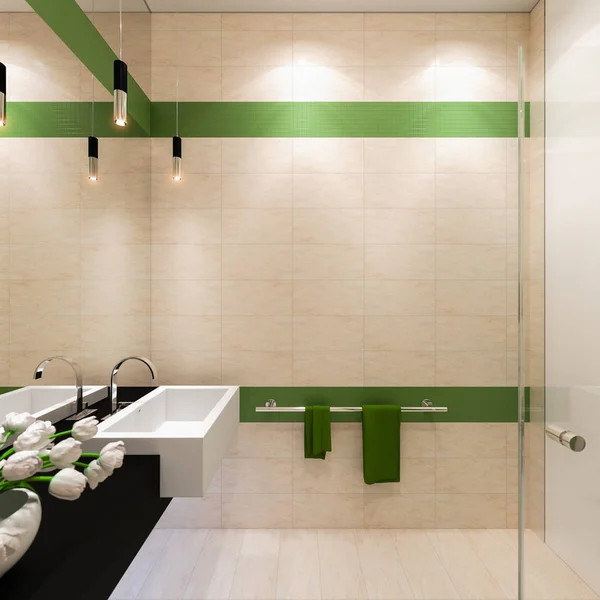 Projektowanie wnętrz łazienki w nowoczesnym stylu architektonicznym — Zdjęcie stockowe