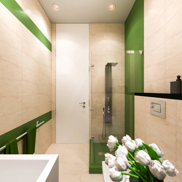 Projektowanie wnętrz łazienki w nowoczesnym stylu architektonicznym — Zdjęcie stockowe