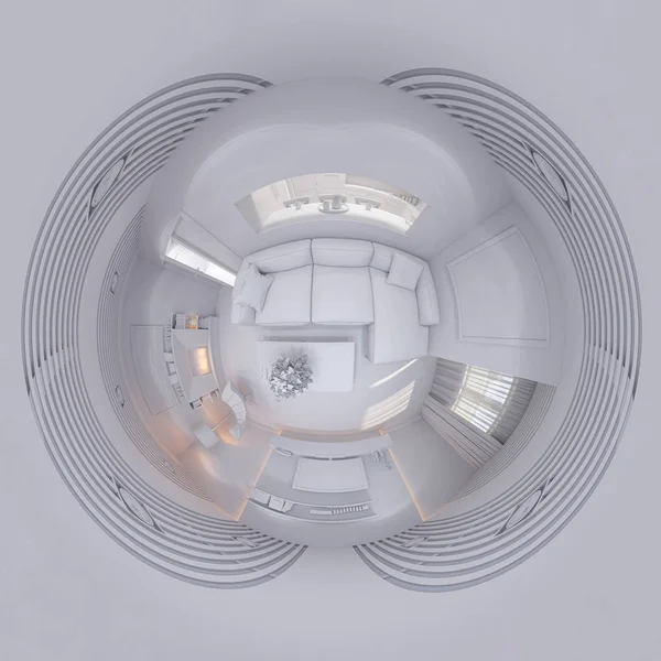 3D рендер 360 градусов бесшовный панорамный дизайн интерьера — стоковое фото