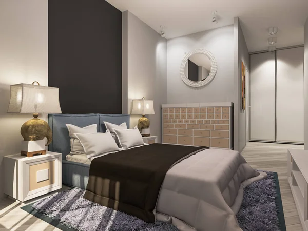 3D визуализация интерьера современной спальни — стоковое фото