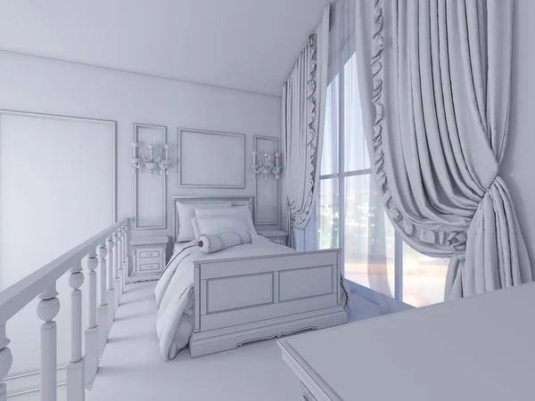 3d renderizado de diseño de interiores de un dormitorio de las niñas en una casa privada —  Fotos de Stock