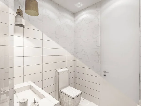 Rendu Intérieur Salle Bain Avec Douche Illustration Design Intérieur Salle — Photo