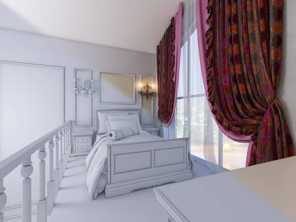 Özel Bir Evde Bir Kızın Yatak Odasının Boyutlu Tasarımı Tasarımı — Stok fotoğraf