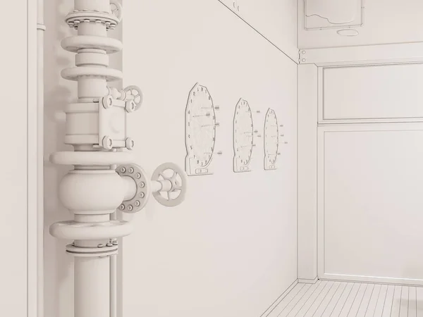 Візуалізація Однокімнатної Квартири Індустріальному Стилі Ілюстрація Дизайну Інтер Єру Вітальні — стокове фото