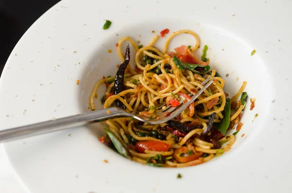 Italian spaghetti with thai style — Stock Photo, Image