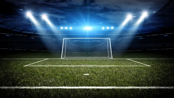 Soccer stadium and goal post — Stock Photo, Image