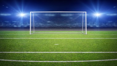 Hayali Futbol Stadyumu ve goalpost, 3d render