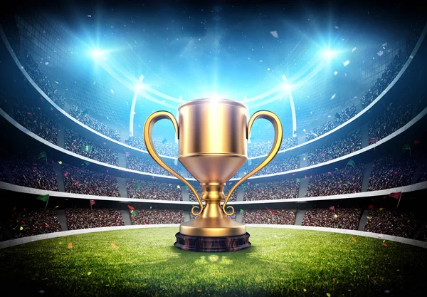 Taça vencedora no estádio — Fotografia de Stock