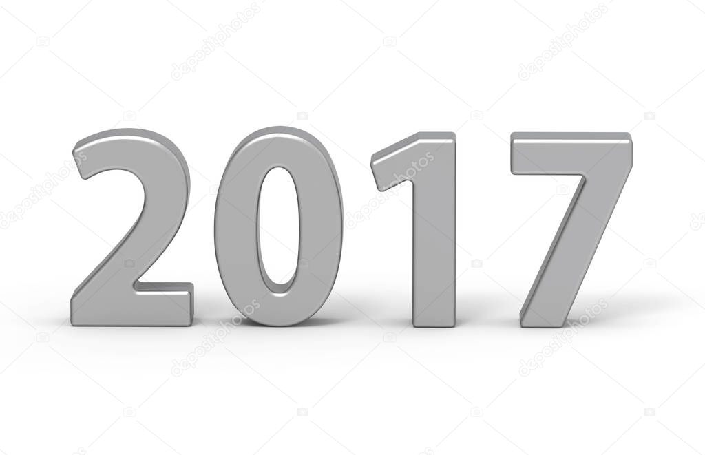 New Year 2017 type, 3d rendering