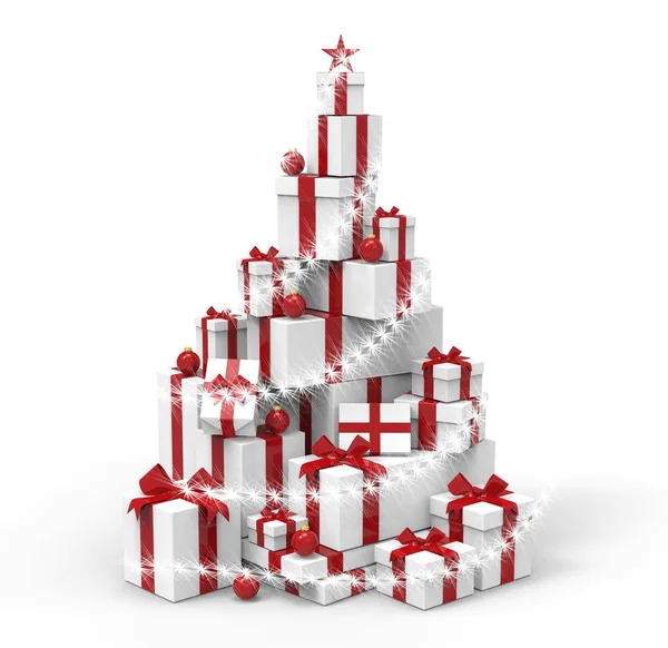 3D mevcut kutuları, Noel ağacı kavramı — Stok fotoğraf
