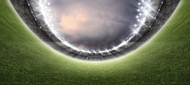 Stadyum, hayali Futbol Stadyumu modellenmiş ve render.      