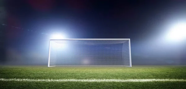 Posto Meta Estádio Futebol Imaginário Modelado Renderizado — Fotografia de Stock