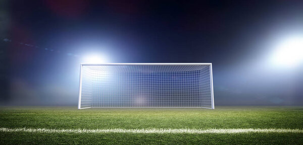 Goal post, the imaginary soccer stadium is modelled and rendered.