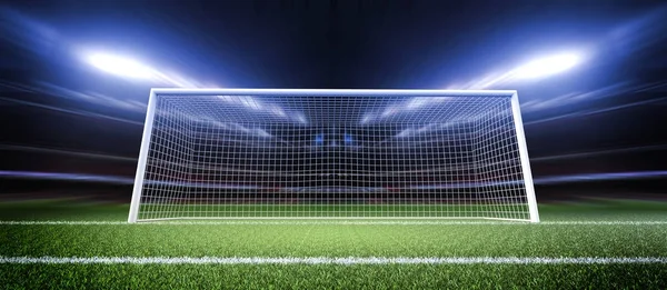 Torpfosten Wird Das Imaginäre Fußballstadion Modelliert Und Gerendert — Stockfoto