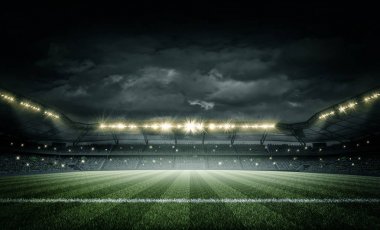 Stadyum, hayali Futbol Stadyumu modellenmiş ve render.