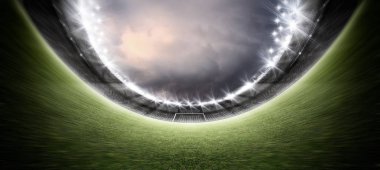 Stadyum, hayali Futbol Stadyumu modellenmiş ve render.