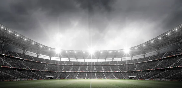 The stadium, the imaginary football stadium is modelled and rendered.