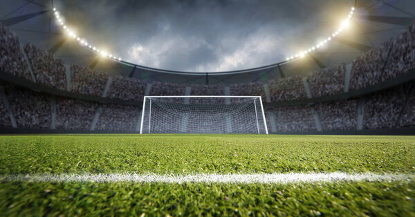    Stadium and goalpost, an imaginery stadium is modelled and rendered.                            