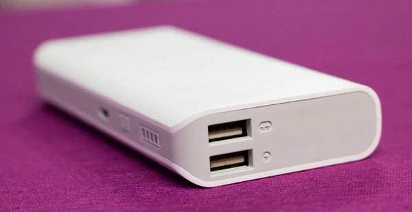 Portable external power bank for emergency recharge - usb port.