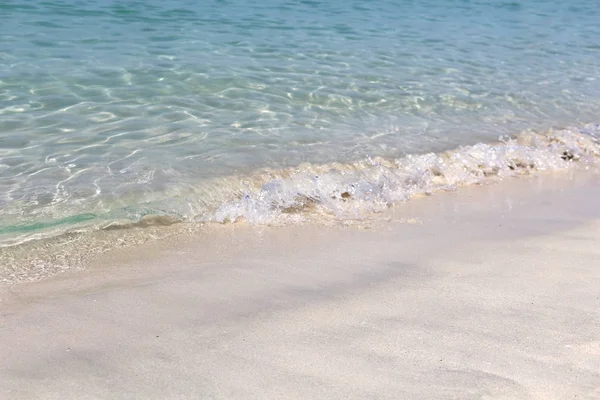 Beautiful Transparent Wave Rolls Shore Sandy Beach Sea — Stock Photo, Image
