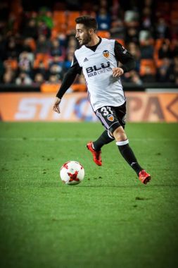 Valencia, İspanya - 9 Ocak: Nacho Gil sırasında İspanya Kral Kupası maç Valencia Cf ve Las Palmas Mestalla Stadı nda arasında 9 Ocak 2018 üzerinde Valencia, İspanya