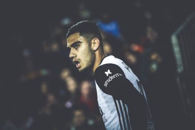 Valencia, İspanya - 9 Ocak: Andreas Pereira sırasında İspanya Kral Kupası maç Valencia Cf ve Las Palmas Mestalla Stadı nda arasında 9 Ocak 2018 üzerinde Valencia, İspanya