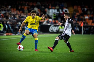 Valencia, İspanya - 9 Ocak: Simon İspanya Kral Kupası sırasında topu ile maç Valencia Cf ve Las Palmas Mestalla Stadı nda arasında 9 Ocak 2018 üzerinde Valencia, İspanya